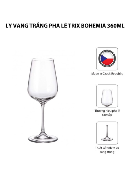 Bộ 6 ly vang trắng pha lê Strix Bohemia 360ml - Quà Tặng Moriitalia - Công Ty TNHH Đông Dương Sài Gòn